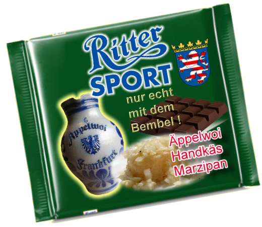 Ritter-Sport fr Hessen, ppelwoi, Handks, Frankfurt, Bembel, Schoki, Schoggi, Schokolade